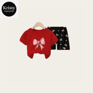 MEROON POOKIE PRINTED T-SHIRT SET!