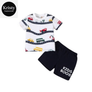 WHITE T-SHIRT CAR PRINTED SET