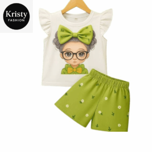 NEW WHITE PURPLE PRINTED CONTRASTE T-SHIRT SET