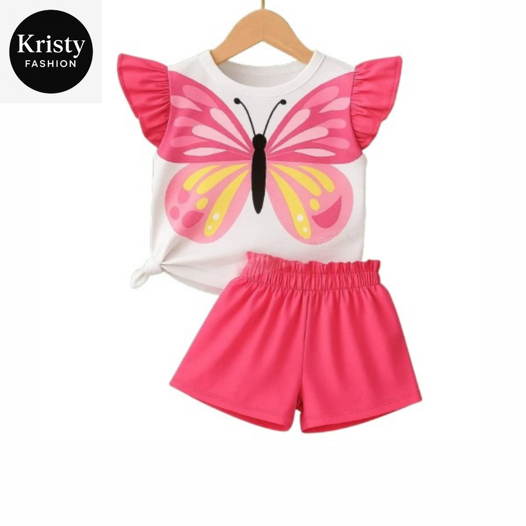 PRINTED BUTTERFLY T-SHIRT SET