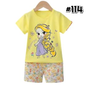 YELLOW PRINCENSES PRINTED T-SHIRT SET